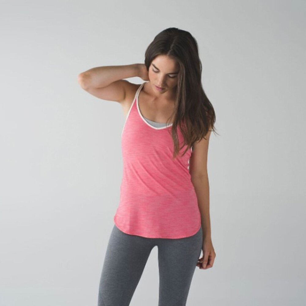 LULULEMON What The Sport Singlet II Heathered Pink Lemonade No Size Tag/ Dot‎